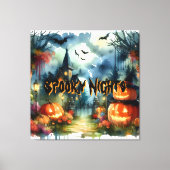 Wunderschöne Halloween Landschaft Wasserfarbe Leinwanddruck (Vorderseite)