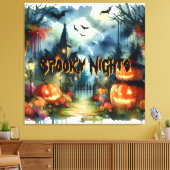 Wunderschöne Halloween Landschaft Wasserfarbe Leinwanddruck (Insitu (Wohnzimmer))