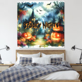 Wunderschöne Halloween Landschaft Wasserfarbe Leinwanddruck (Insitu (Schlafzimmer))