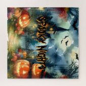 Wunderschöne Halloween Landschaft Wasserfarbe Puzzle (Horizontal)