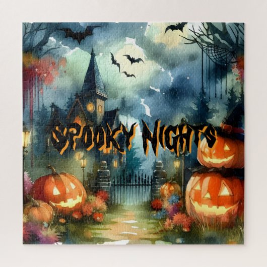 Wunderschöne Halloween Landschaft Wasserfarbe Puzzle (Vertikal)