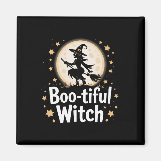 Wunderschöne Hexenmond-Silhouette Halloween 1 Magnet (Vorne)