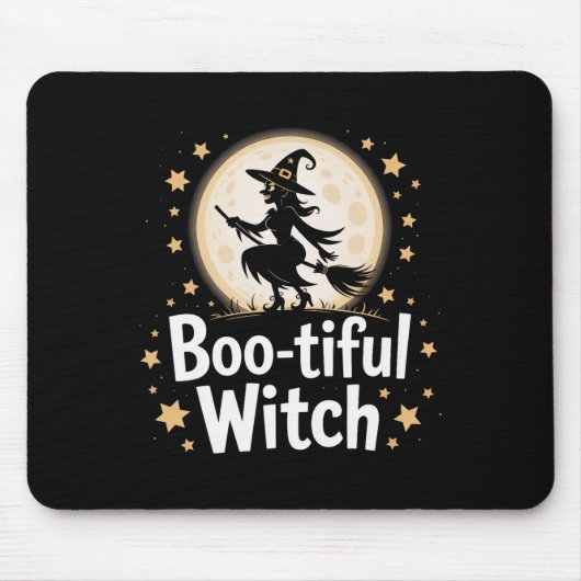 Wunderschöne Hexenmond-Silhouette Halloween 1 Mousepad (Vorne)