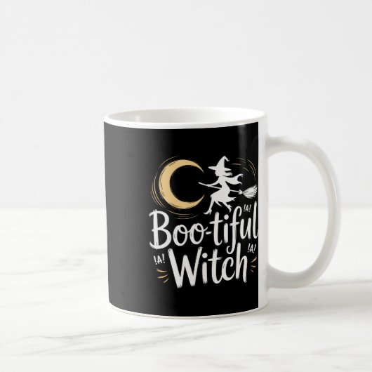 Wunderschöne Hexenmond-Silhouette Halloween Kaffeetasse (Rechts)