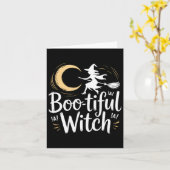 Wunderschöne Hexenmond-Silhouette Halloween Karte (Gelbe Blume)