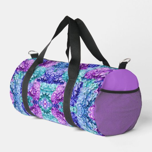 Wunderschöne Hydrangea-Blüten, personalisierbar Duffle Bag (Rechte Ecke)