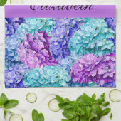Wunderschöne Hydrangea-Blüten, personalisierbar Geschirrtuch (Gefaltet)