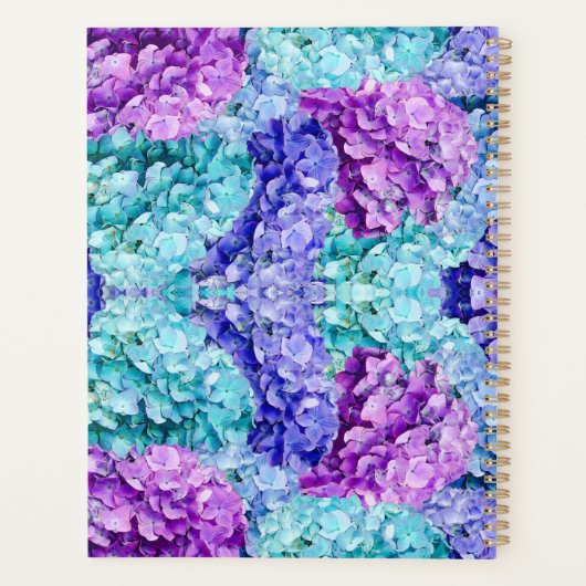 Wunderschöne Hydrangea-Blüten, personalisierbar Planer (Rückseite)