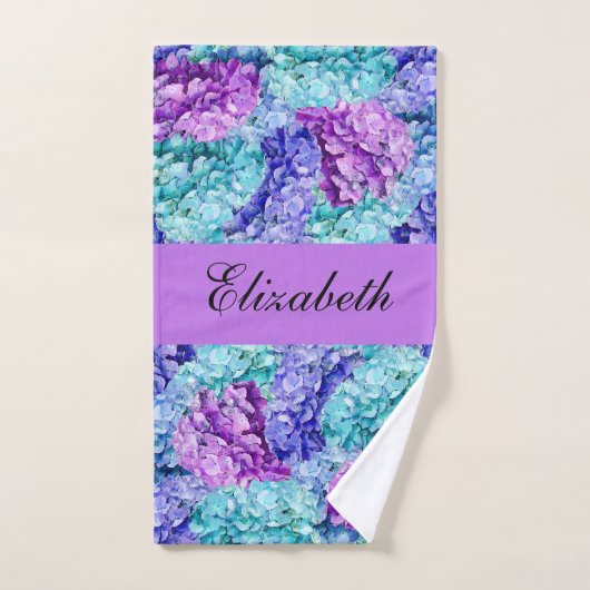Wunderschöne Hydrangea-Blüten, personalisiert Badhandtuch Set (Handtuch)