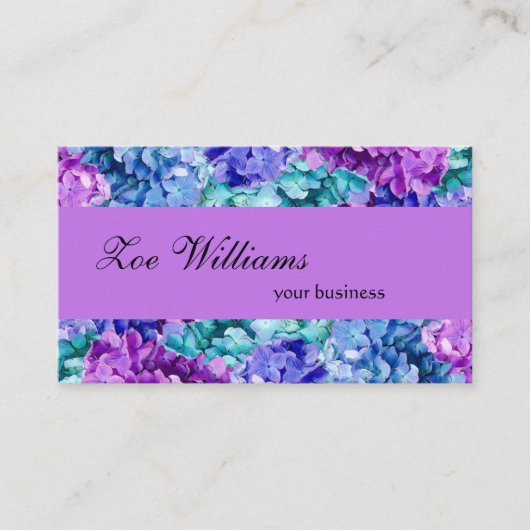 Wunderschöne Hydrangea-Blüten, personalisiert Visitenkarte (Vorderseite)