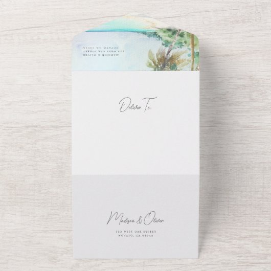 Wunderschöne Insel mit tropischen Palmen All In One Einladung (Außenbereich)