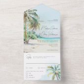 Wunderschöne Insel mit tropischen Palmen All In One Einladung (Innen Boden)