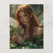 Wunderschöne irische Fee und Shamrocks Postkarte (Vorderseite)