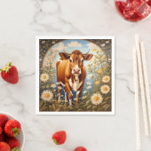 Wunderschöne Jersey-Kuh im Daisy-Feld Vintag Serviette (Beispiel)