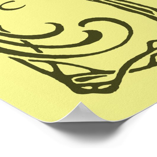 Wunderschöne Jugendstil-Pfauen, 2 Initialen hinzuf Poster (Ecke)