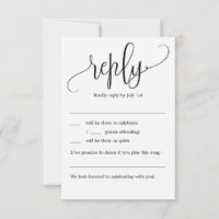 Wunderschöne Kalligrafie Hochzeits-RSVP ohne Menü