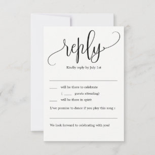 Wunderschöne Kalligrafie Hochzeits-RSVP ohne Menü Einladung