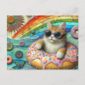 Wunderschöne Katze in einer Doughnut am See Postkarte (Vorderseite)