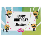 Wunderschöne Katze Noir Chibi Geburtstag Große Geschenktüte (Rückseite)