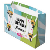 Wunderschöne Katze Noir Chibi Geburtstag Große Geschenktüte (Rückseite Schrägansicht)