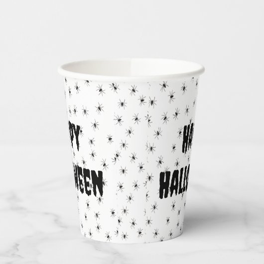 Wunderschöne kleine Spinnen über Halloween Pappbecher (Links)