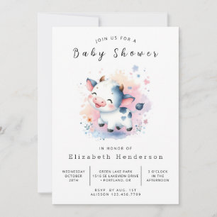 Wunderschöne Kuh Babydusche Einladung
