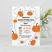 Wunderschöne Kürbiskürbis-Kinder zwischen Geburtst Einladung (Stehend Vorderseite)