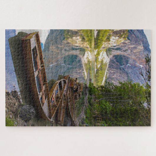 Wunderschöne Landschaft am Braunsee, Italien Puzzle (Horizontal)