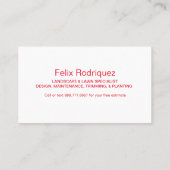 Wunderschöne Landschaftsgärtnerische Foto-Visitenk Visitenkarte (Rückseite)