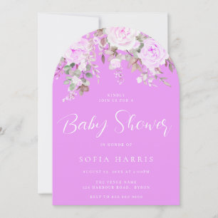 Wunderschöne Lavendel- und Veilchen-Babyparty Einladung