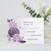 wunderschöne lila Blume RSVP Karte (Stehend Vorderseite)
