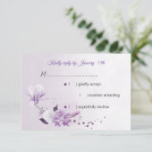 wunderschöne lila Blume RSVP Karte (Stehend Vorderseite)