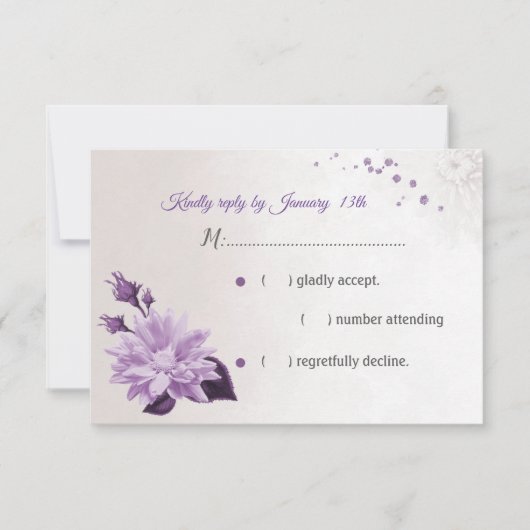 wunderschöne lila Blume RSVP Karte (Vorderseite)