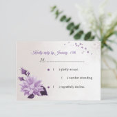 wunderschöne lila Blume RSVP Karte (Stehend Vorderseite)