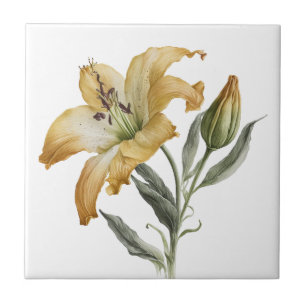 Wunderschöne Lily Vintage-Botanik-Keramikfliese Fliese