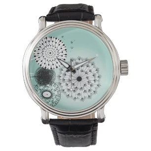 Wunderschöne Lüster Blaues Vintages Lederband Armbanduhr