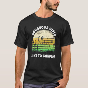 Wunderschöne Mädchen mögen Retro-Vintage-Gartenarb T-Shirt