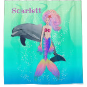 Wunderschöne Magic-Meerjungfrau mit ihrer Dolphin- Duschvorhang (Vorderseite)