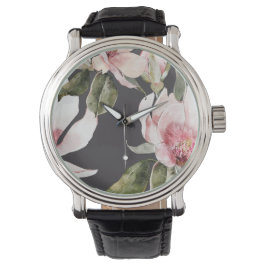 Wunderschöne Magnolienblüten und Vögel Armbanduhr