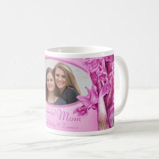 Wunderschöne Mama Rosa Orchidee Tasse "Eigenes Fot (VorderseiteRechts)