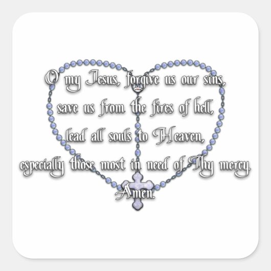 Wunderschöne Medaille Rosary - Fátima Gebet Quadratischer Aufkleber (Vorderseite)