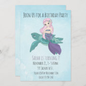 Wunderschöne Meerjungfrau auf einer Meeresschildkr Einladung (Vorne/Hinten)