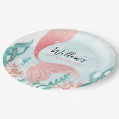 Wunderschöne Meerjungfrau Geburtstagsleiterin Tell Pappteller (Schrägansicht)