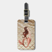 Wunderschöne Meerjungfrau in Rose Gold und Muschel Gepäckanhänger (Vorderseite vertikal)