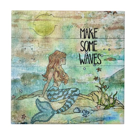 Wunderschöne Meerjungfrau macht die Keramik von Wa Fliese (Vorderseite)