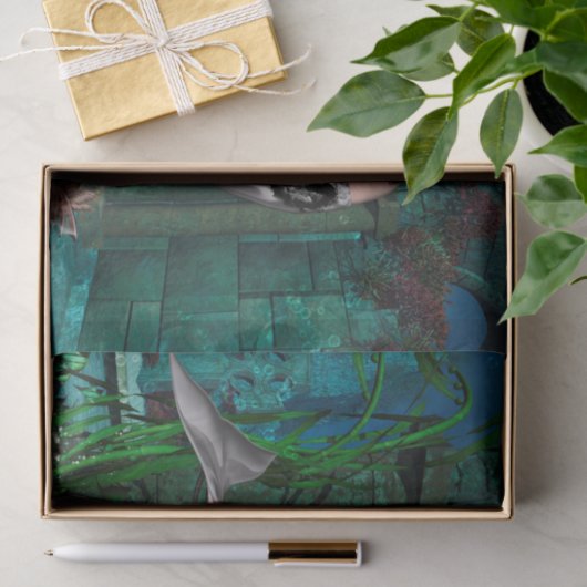 Wunderschöne Meerjungfrau mit Fantasiefisch Seidenpapier (Geschenk)