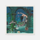 Wunderschöne Meerjungfrau mit Fantasiefisch Serviette (Vorderseite)