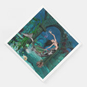 Wunderschöne Meerjungfrau mit Fantasiefisch Serviette (Ecke)