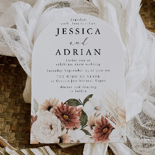 Wunderschöne moderne florale Boho-Bogenhochzeit Einladung