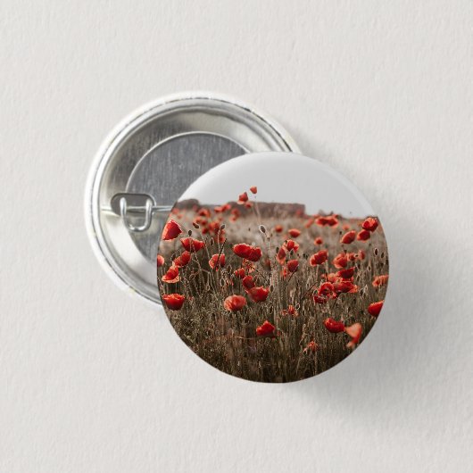 wunderschöne Mohnblüte Button (Vorne & Hinten)